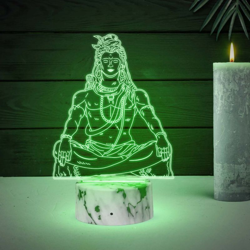 Lord Shiva Acrylic Night lamp with multicolored Light  Festival Gifts Meditation Lamp for Temple Room